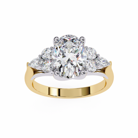 Lab Grown Diamond Solitaire Ring Oval Stone (2.49ct) In 14K Gold
