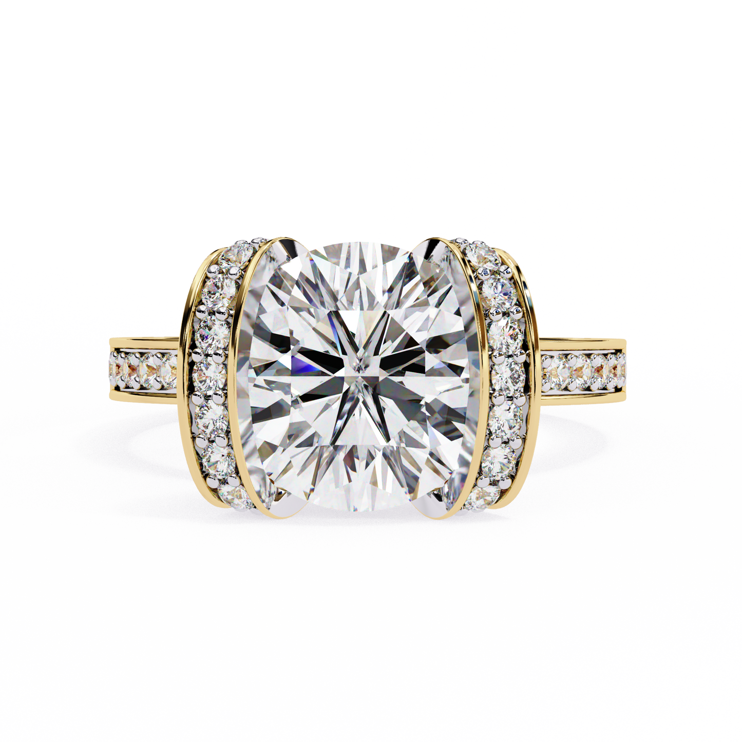 LGD Solitaire Ring Round Stone (3.38ct) In 14K Gold