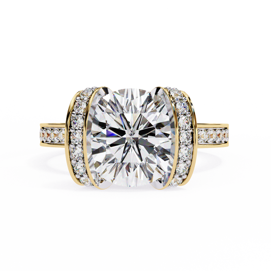 LGD Solitaire Ring Round Stone (3.38ct) In 14K Gold
