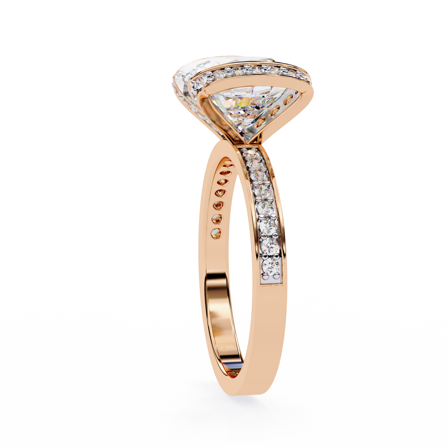 LGD Solitaire Ring Round Stone (3.38ct) In 14K Gold