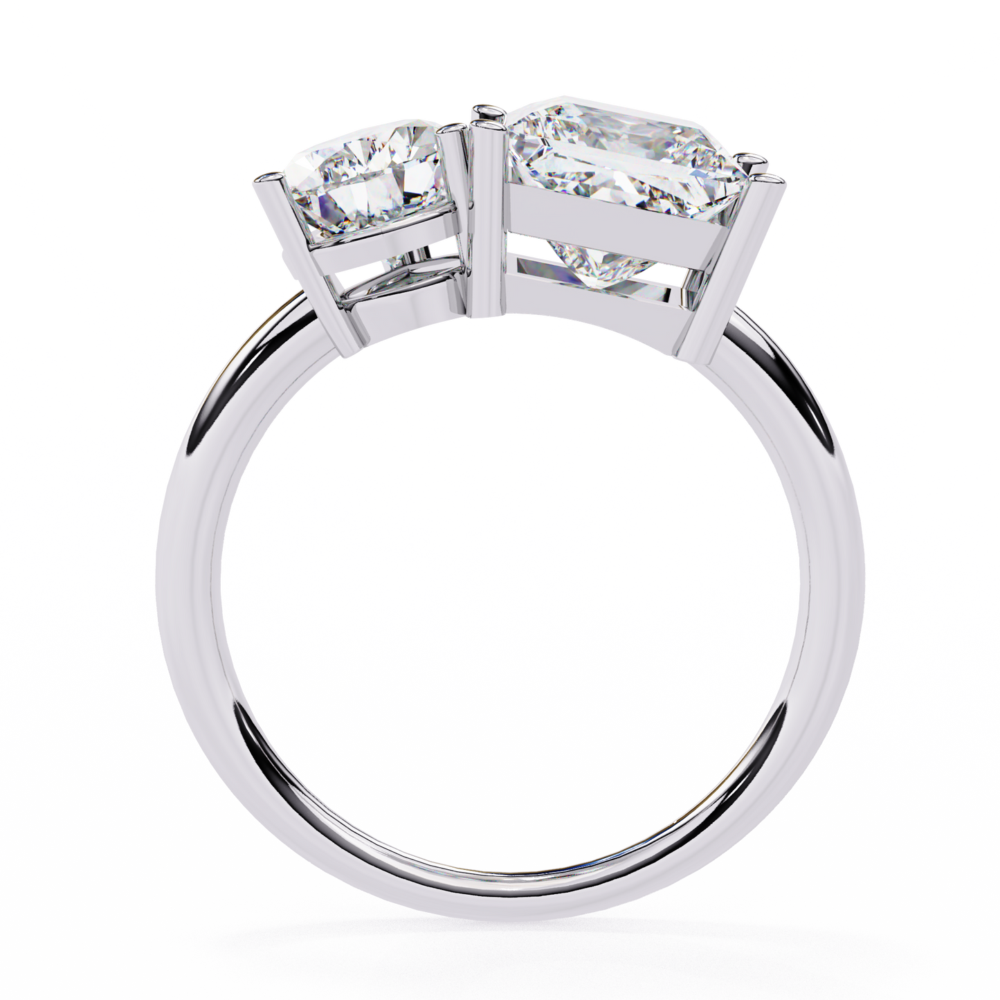 Lab Grown Diamond Solitaire Ring Pear(2.15ct) & Princess Stone (2.15ct) In 14K Gold