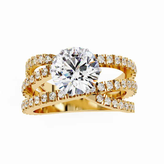 Lab Grown Diamond Ring Round Stone (1.63ct) In 14K Gold