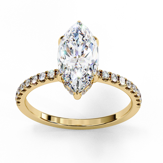 Lab Grown Diamond Solitaire Ring Marquise Stone (1.73ct) In 14K Gold