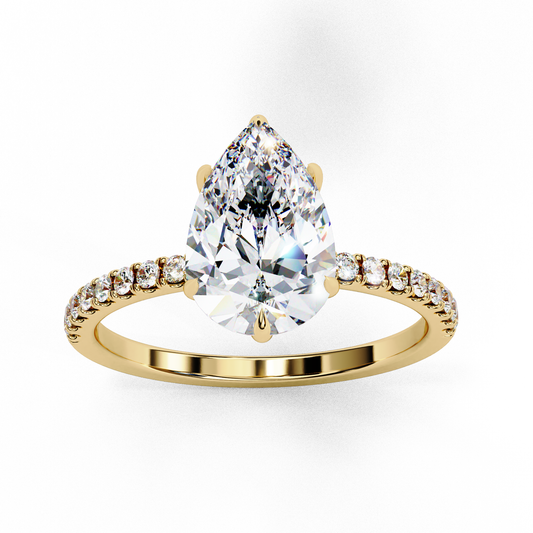 Lab Grown Diamond Solitaire Ring Pear Stone (1.92ct) In 14K Gold