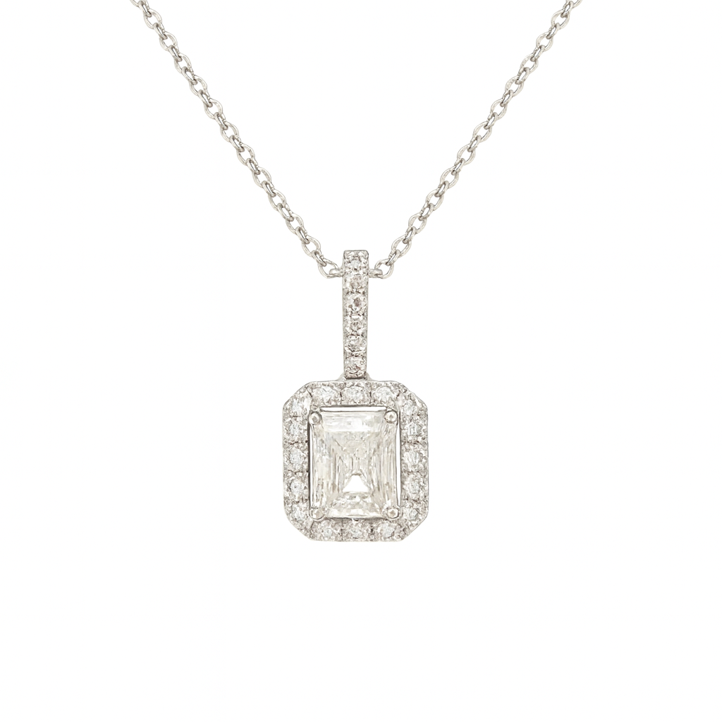 Classic Raddiant Halo Lab Diamond Pendant