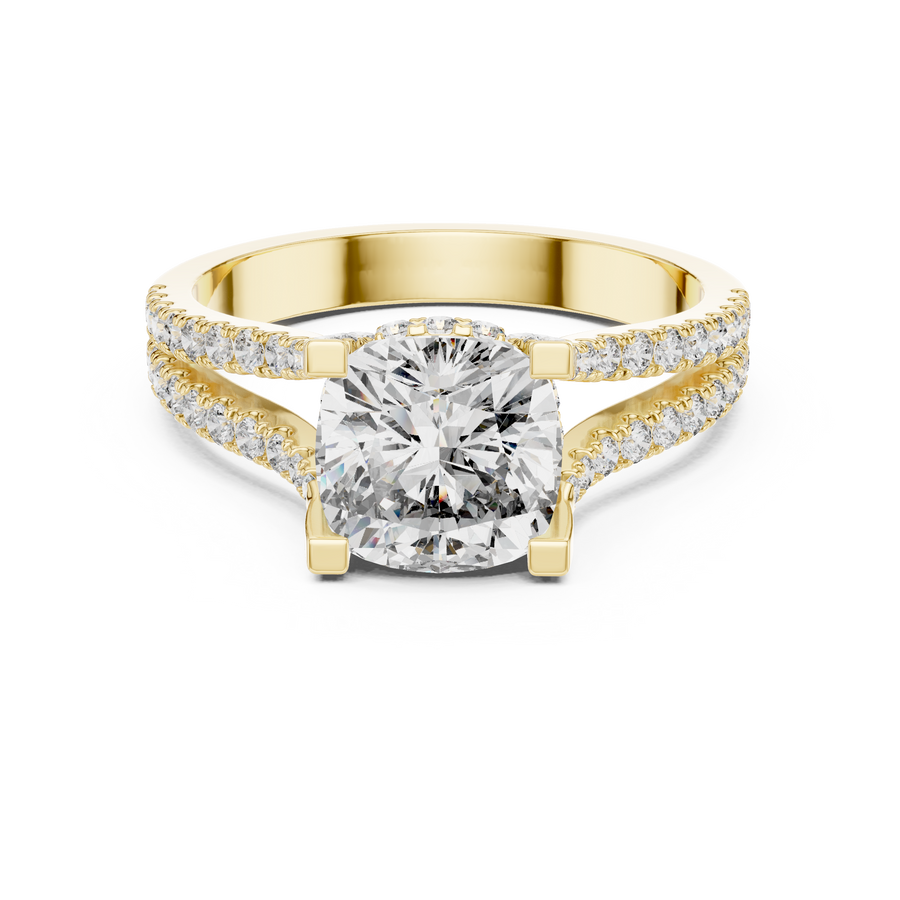 1.54 CT Cushion Cut Lab Grown Diamond Bridal Ring with Pavé Band