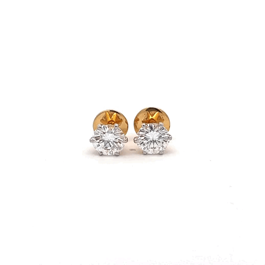 Molten Gold Ear Stud 2.00ct In Round Shape 14k Gold With Lab Grown Moissanite