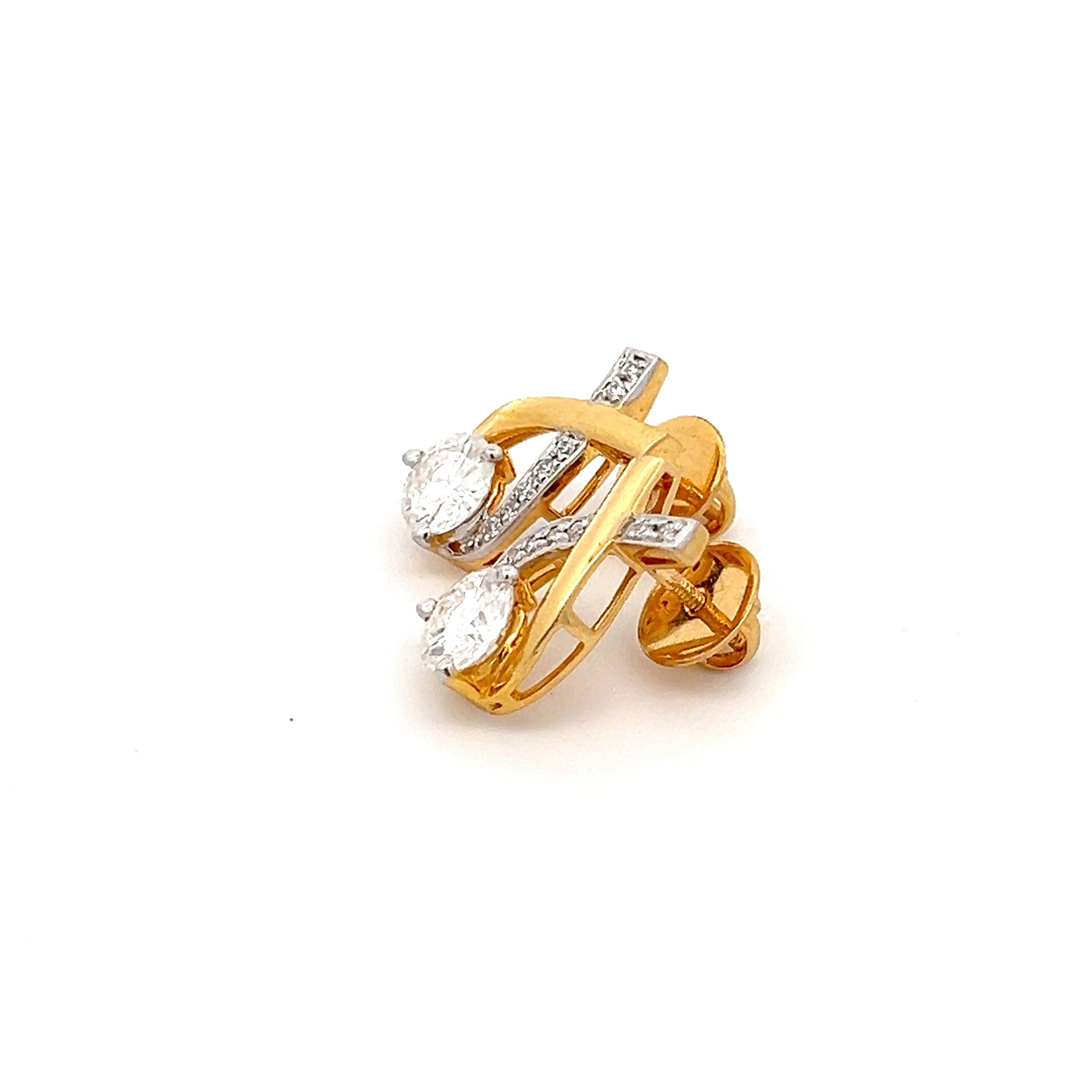 Cross knot Ear Stud is 2.18ct in Round Shape Brilliant 14k Gold With Lab Grown Moissanite
