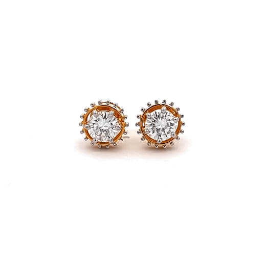 Sun Raising Ear Stud 2.50ct In Round Shape Brilliante Solitaire 14k Gold With Lab Grown Moissanite