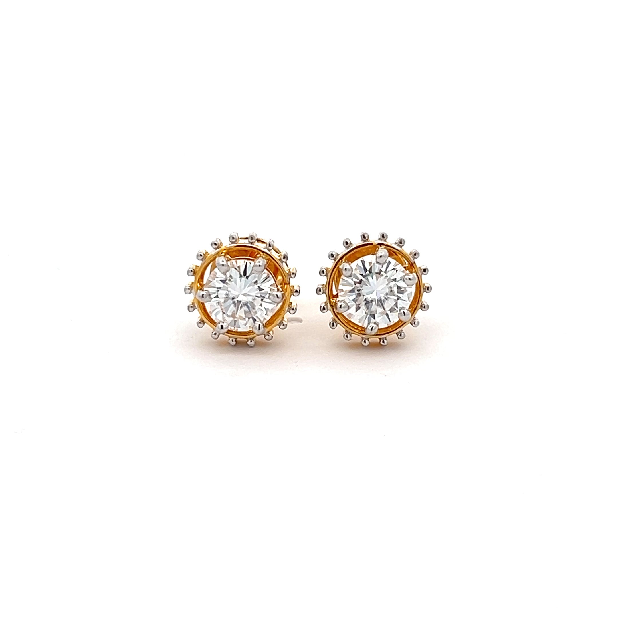 Sun Raising Ear Stud 2.50ct In Round Shape Brilliante Solitaire 14k Gold With Lab Grown Moissanite