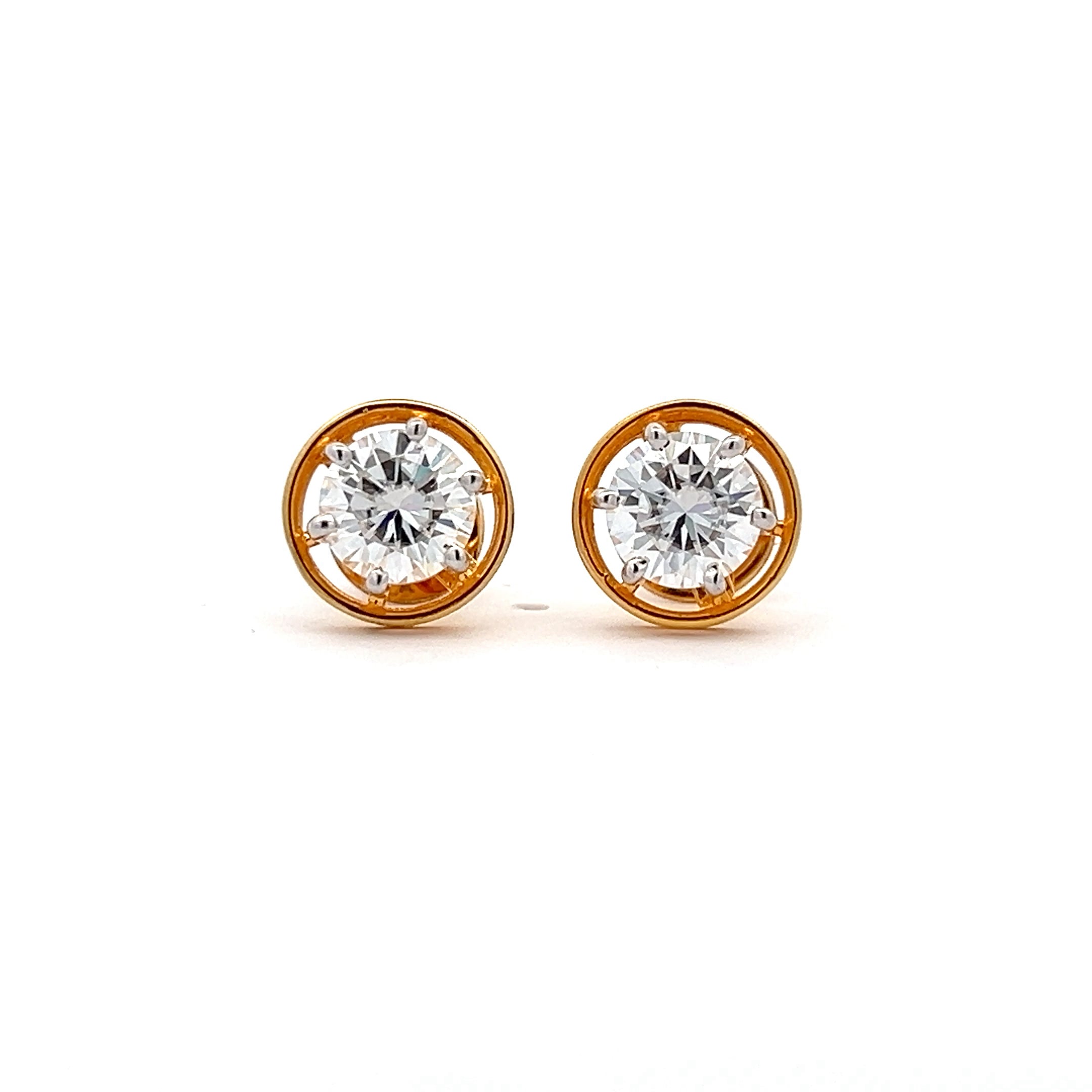 Traditional Glam Ear Stud 2.50ct In Round Shape Brilliante Solitaire 14k Gold With Lab Grown Moissanite