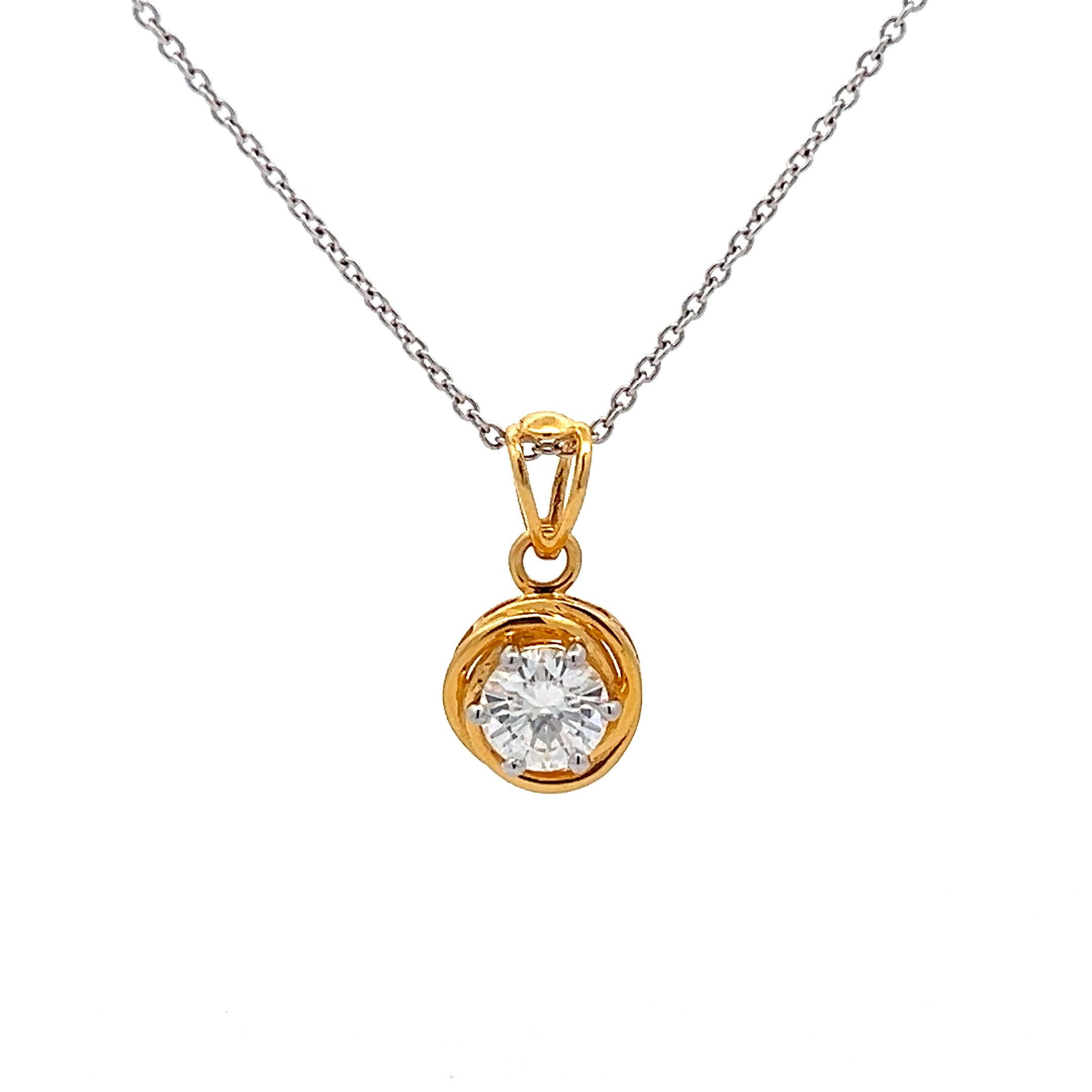 Bright sun Pendant is 1.25ct in Round Shape solitaire 14K gold with Lab Grown Moissanite