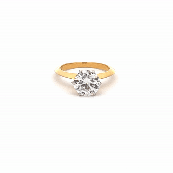 Bold Glint Solitaire 2.50ct Round Shape Ring in 14k Gold with Lab Grown Moissanite