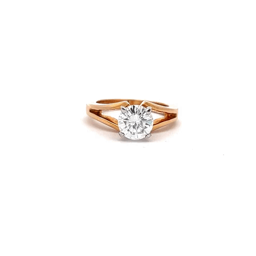 Magnificent Crossover 1.25ct Round Shape Ring In 14k Gold With Lab Grown Moissanite