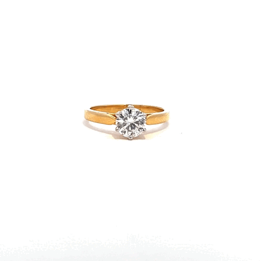 Radial Glimmer 1.00ct Round Shape Ring In 14k Gold With Lab Grown Moissanite