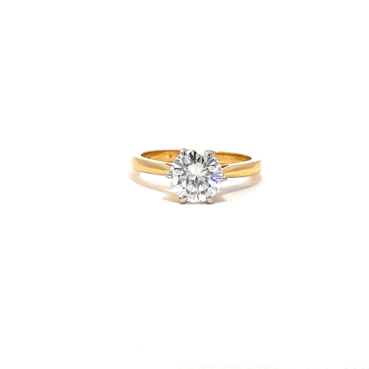 Flower Cluster 1.50ct Round Shape Ring In 14k Gold With Lab Grown Moissanite