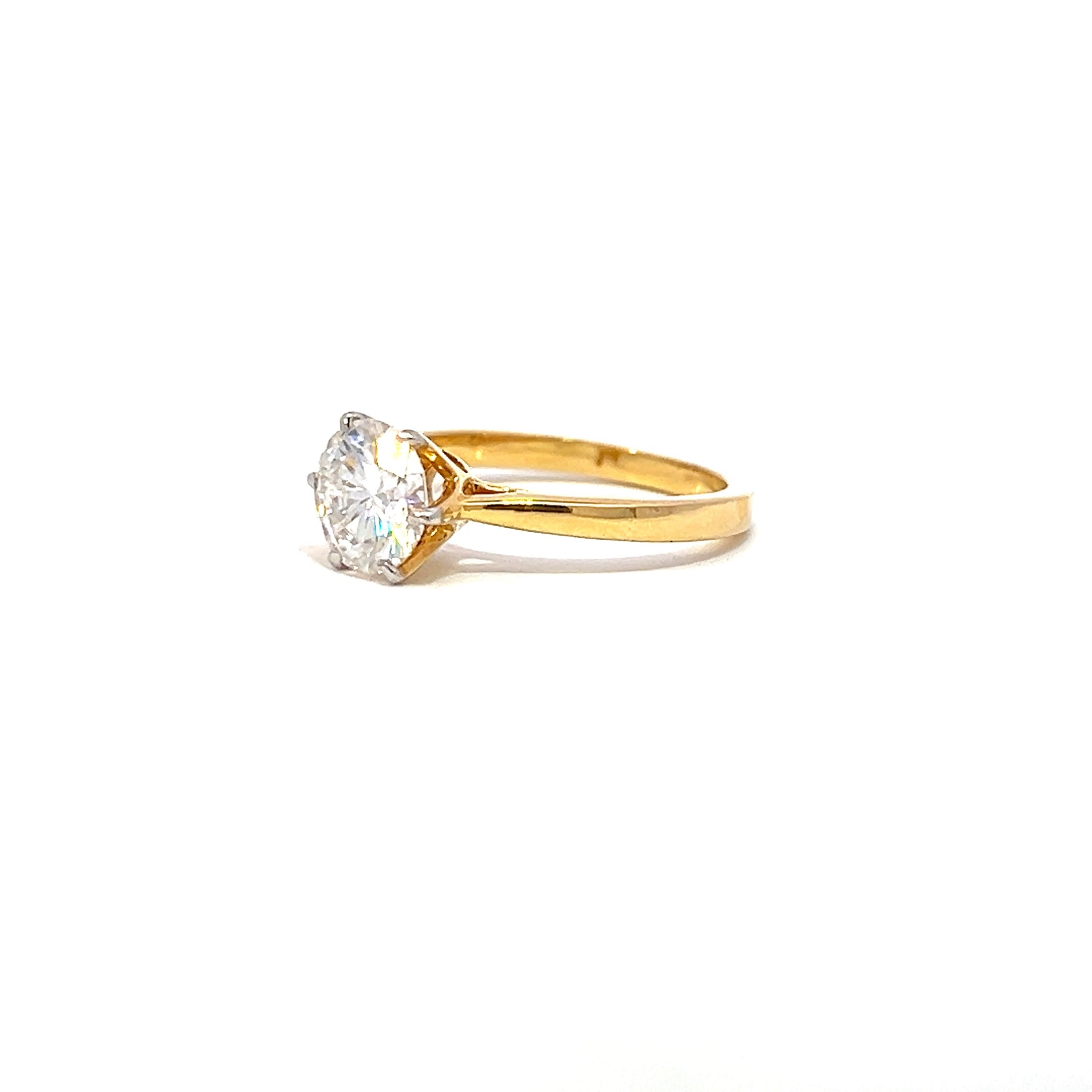 Flower Cluster 1.50ct Round Shape Ring In 14k Gold With Lab Grown Moissanite