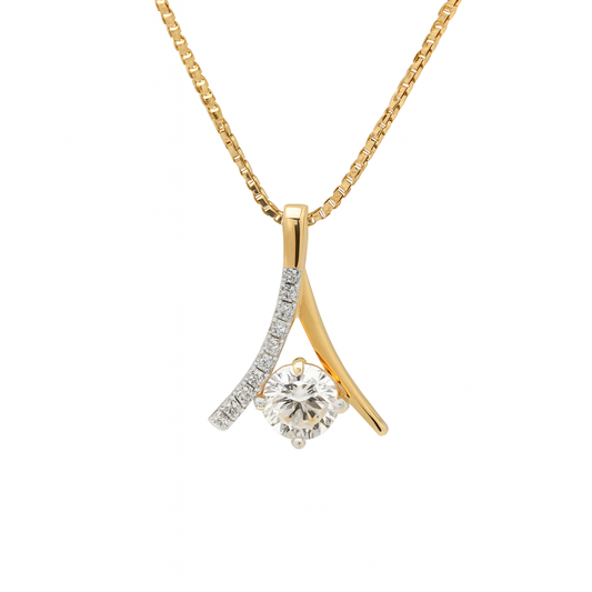 Dual Tone Round Lab Diamond Pendant