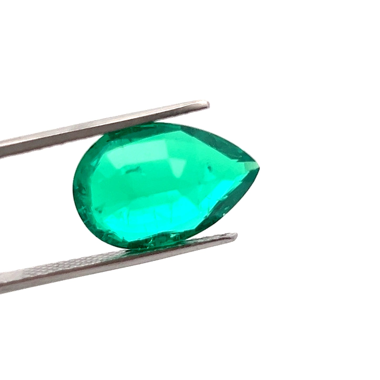 Lab Grown Green Emerald 8.32 Carats Pear