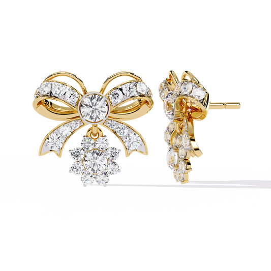 Lab Grown Diamond Solitaire Ear Studs Round Stone (2.22ct Pair) In 14K Gold