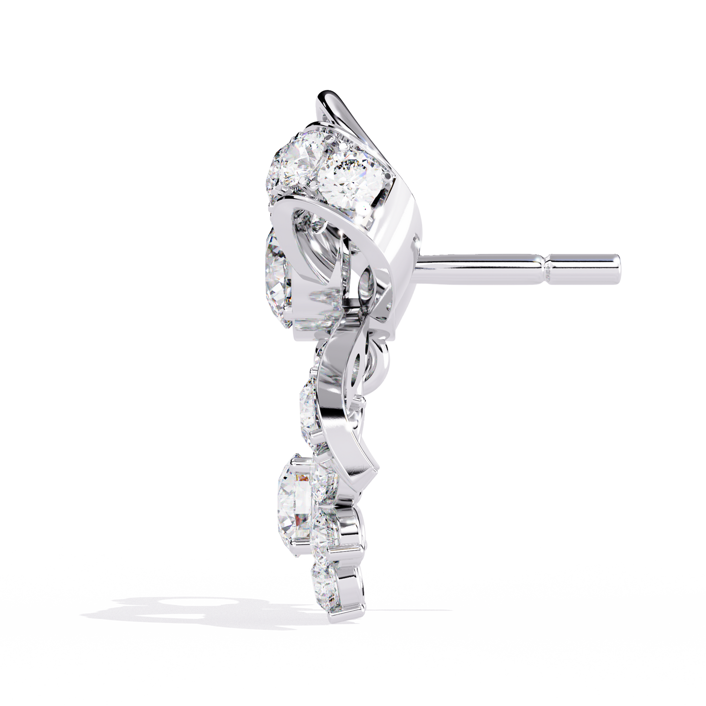 LGD  Solitaire Ear Studs Round Stone (2.22ct Pair) In 14K Gold