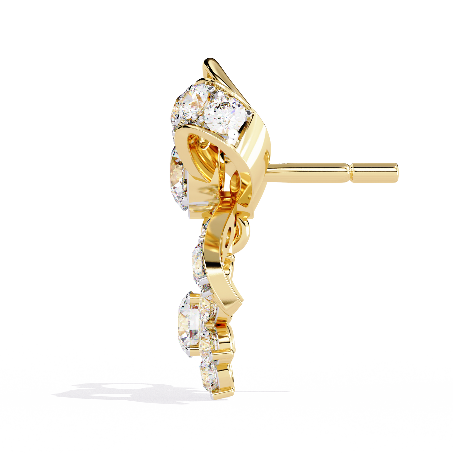 LGD  Solitaire Ear Studs Round Stone (2.22ct Pair) In 14K Gold