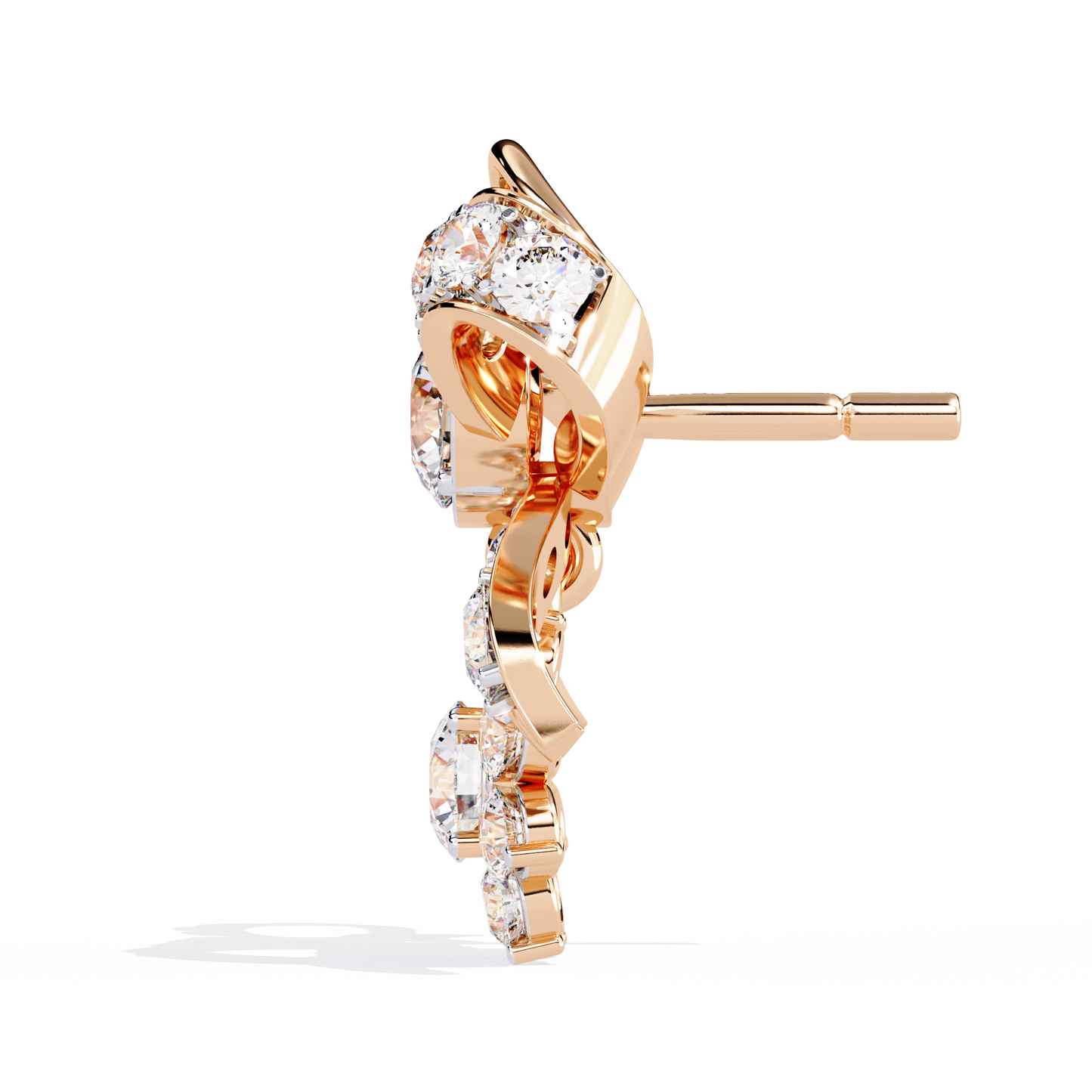 LGD  Solitaire Ear Studs Round Stone (2.22ct Pair) In 14K Gold