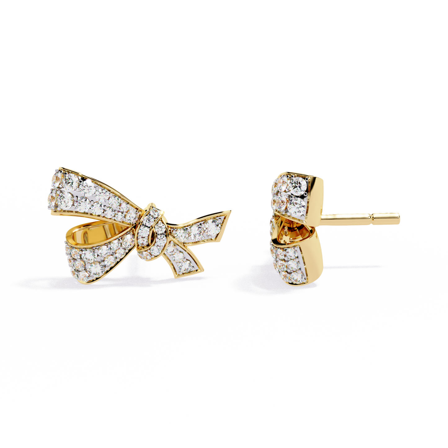 LGD Ear Studs Round Stone(0.97ct Pair)In 14k Gold