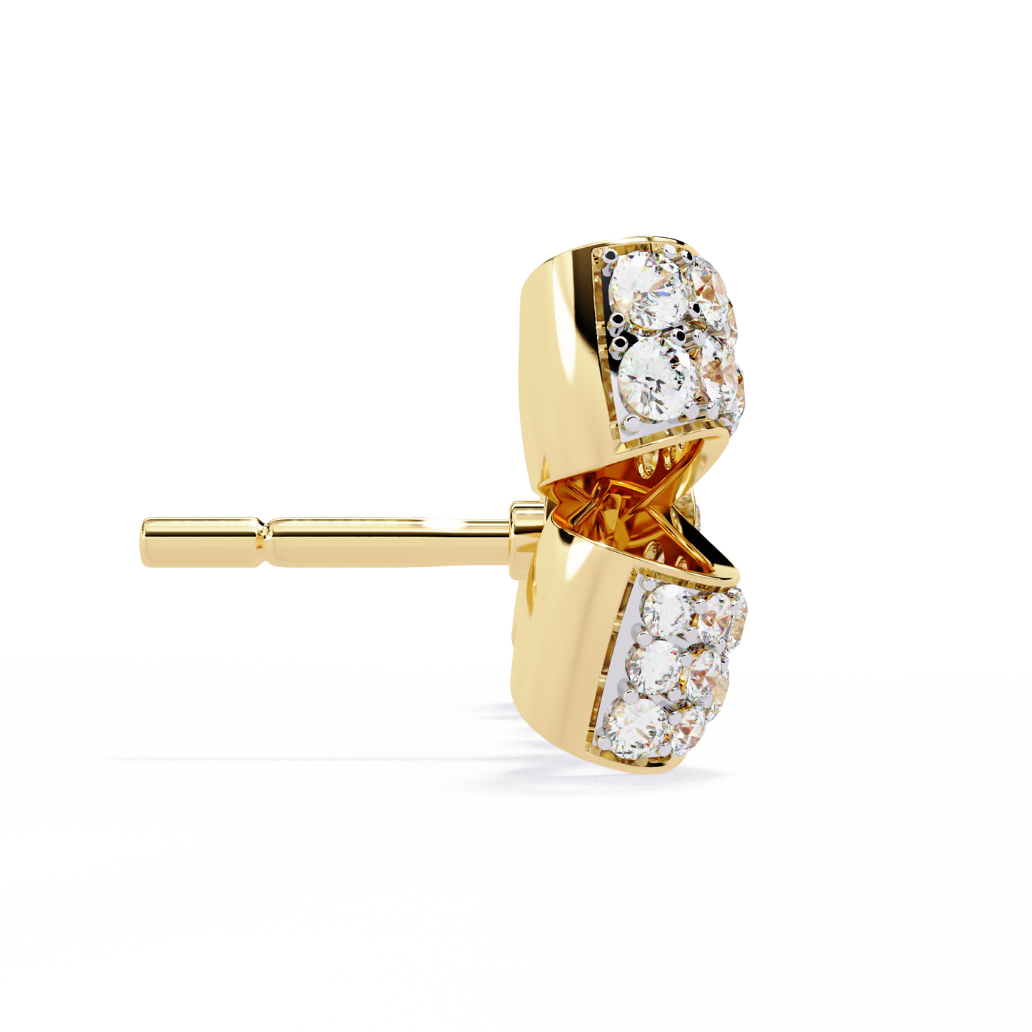 LGD Ear Studs Round Stone(0.97ct Pair)In 14k Gold