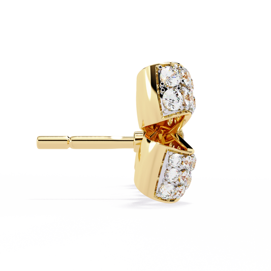 LGD Ear Studs Round Stone(0.97ct Pair)In 14k Gold