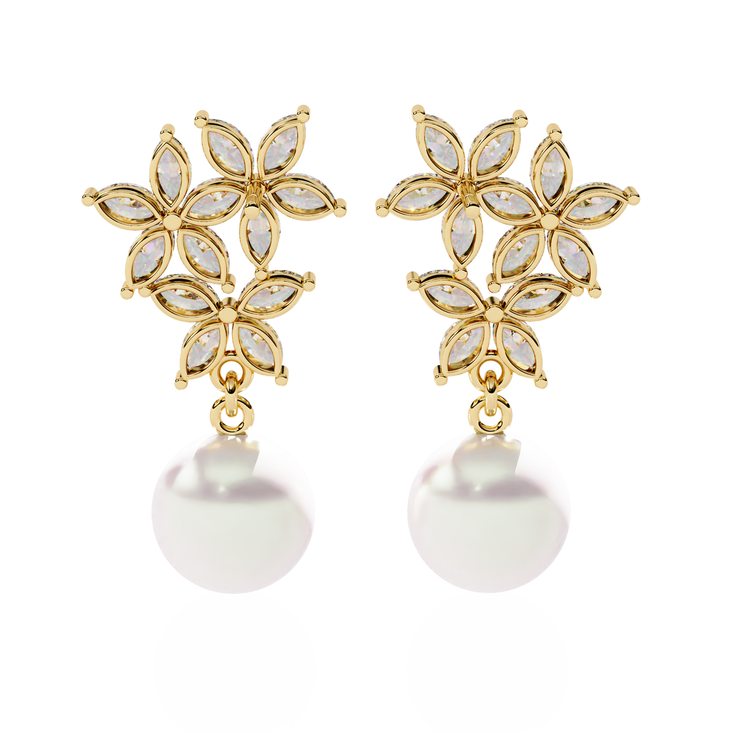 LGD  Ear Studs Marquise Stone (2.40ct Pair ) In 14K Gold