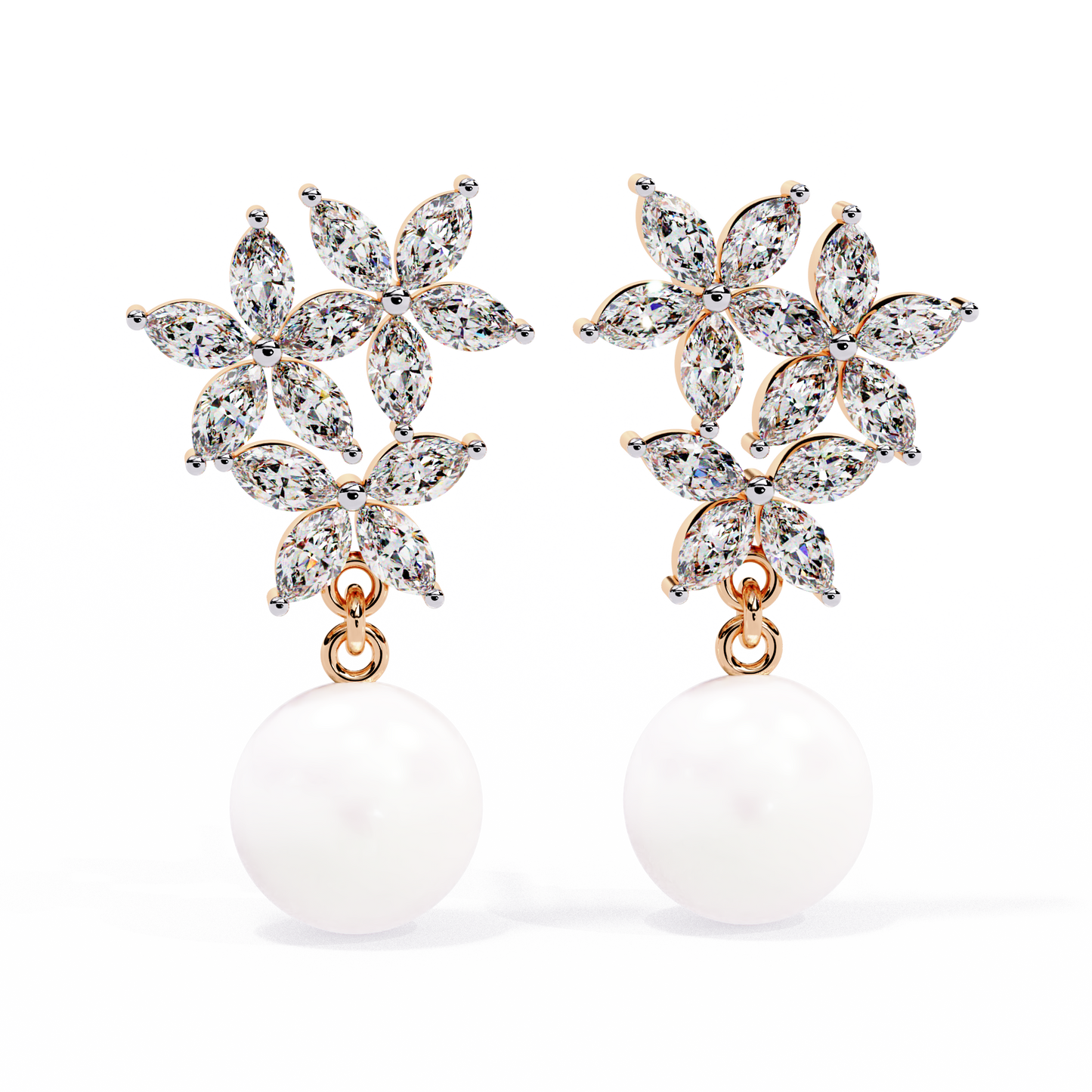 LGD  Ear Studs Marquise Stone (2.40ct Pair ) In 14K Gold