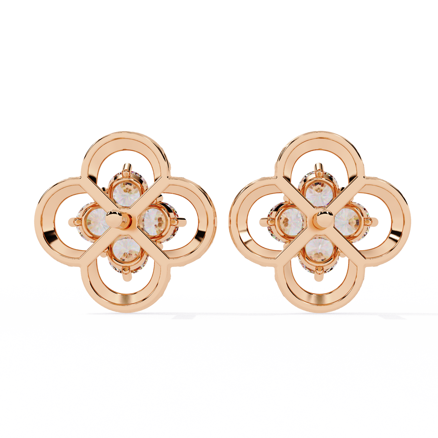 LGD Ear Studs Round Stone (0.85ct Pair ) In 14K Gold