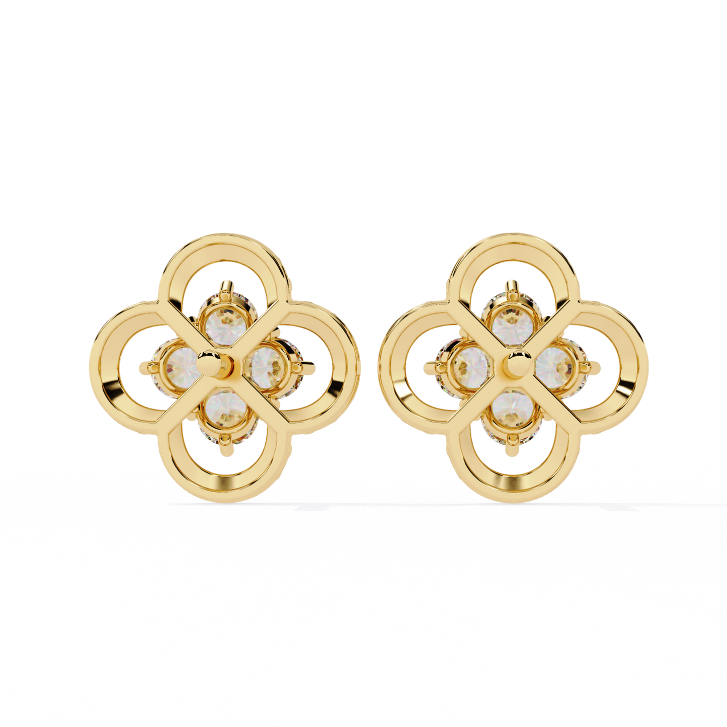 LGD Ear Studs Round Stone (0.85ct Pair ) In 14K Gold