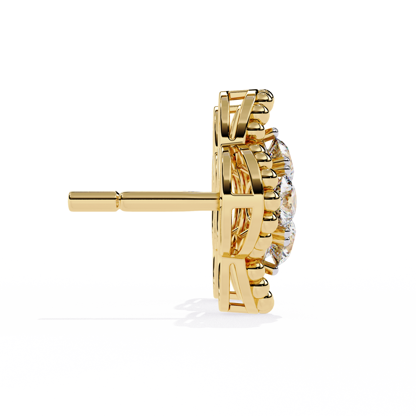 LGD Ear Studs Round Stone (0.85ct Pair ) In 14K Gold