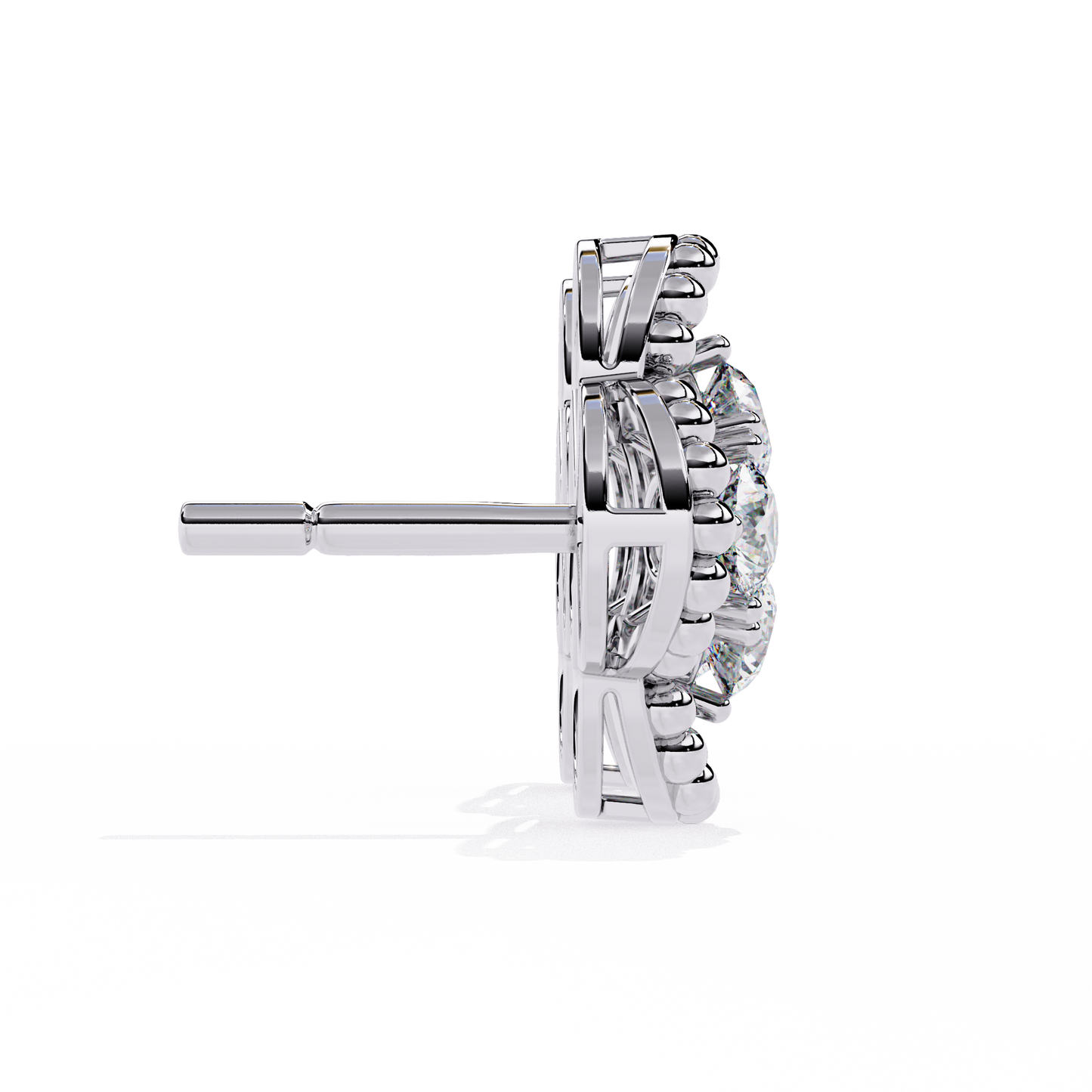 LGD Ear Studs Round Stone (0.85ct Pair ) In 14K Gold