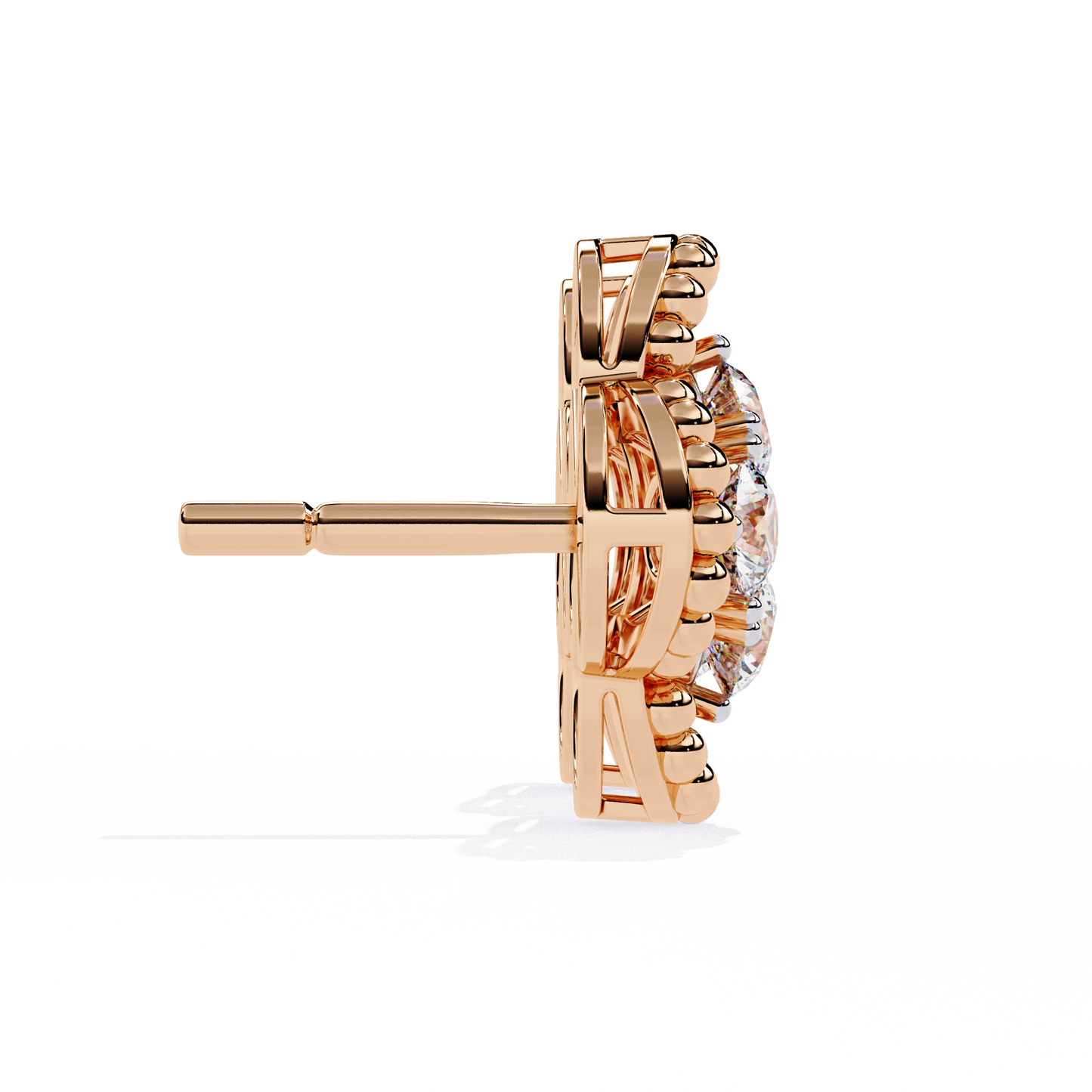 LGD Ear Studs Round Stone (0.85ct Pair ) In 14K Gold