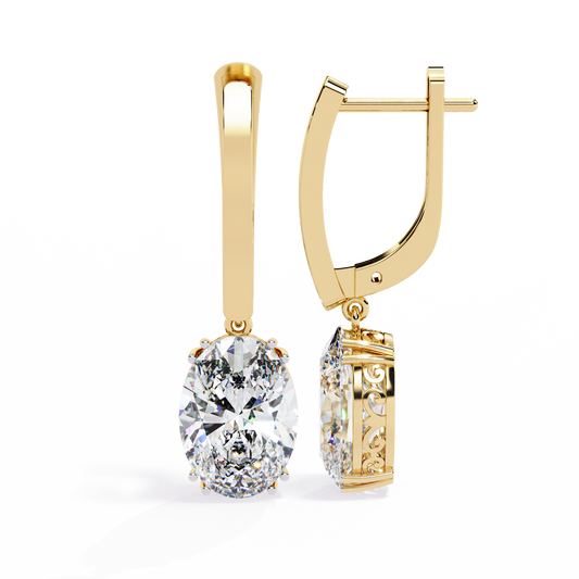 LGD  Ear Studs Oval Stone (1.62ct Pair ) In 14K Gold