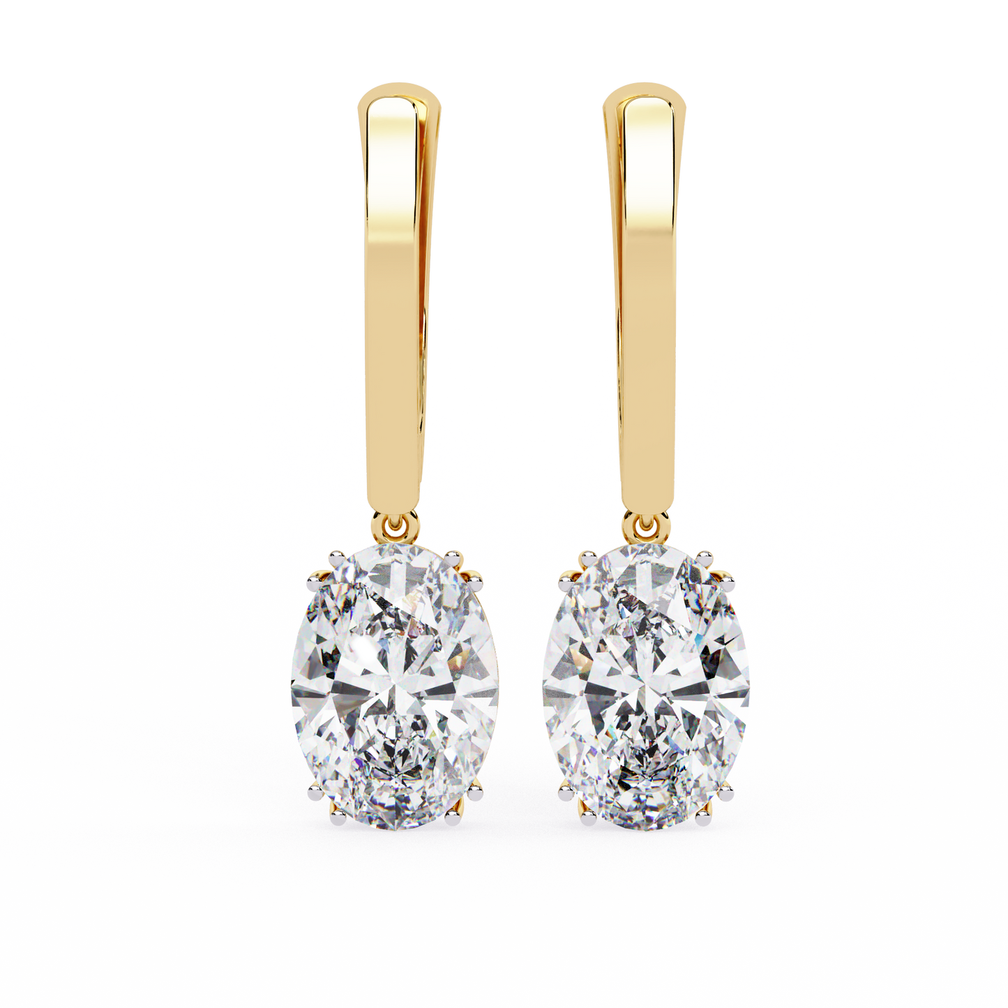 LGD  Ear Studs Oval Stone (1.62ct Pair ) In 14K Gold