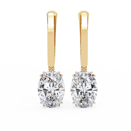 LGD  Ear Studs Oval Stone (1.62ct Pair ) In 14K Gold