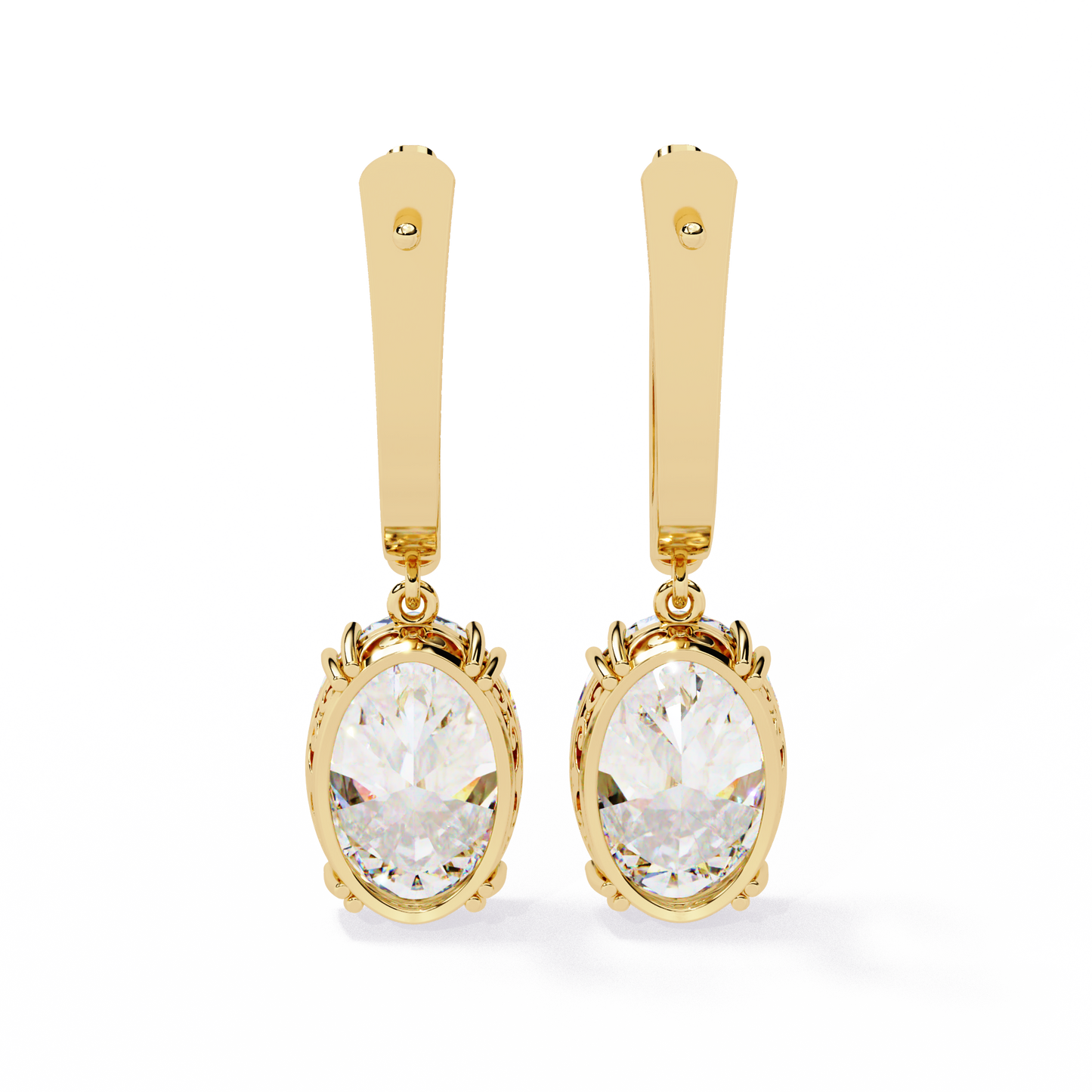 LGD  Ear Studs Oval Stone (1.62ct Pair ) In 14K Gold