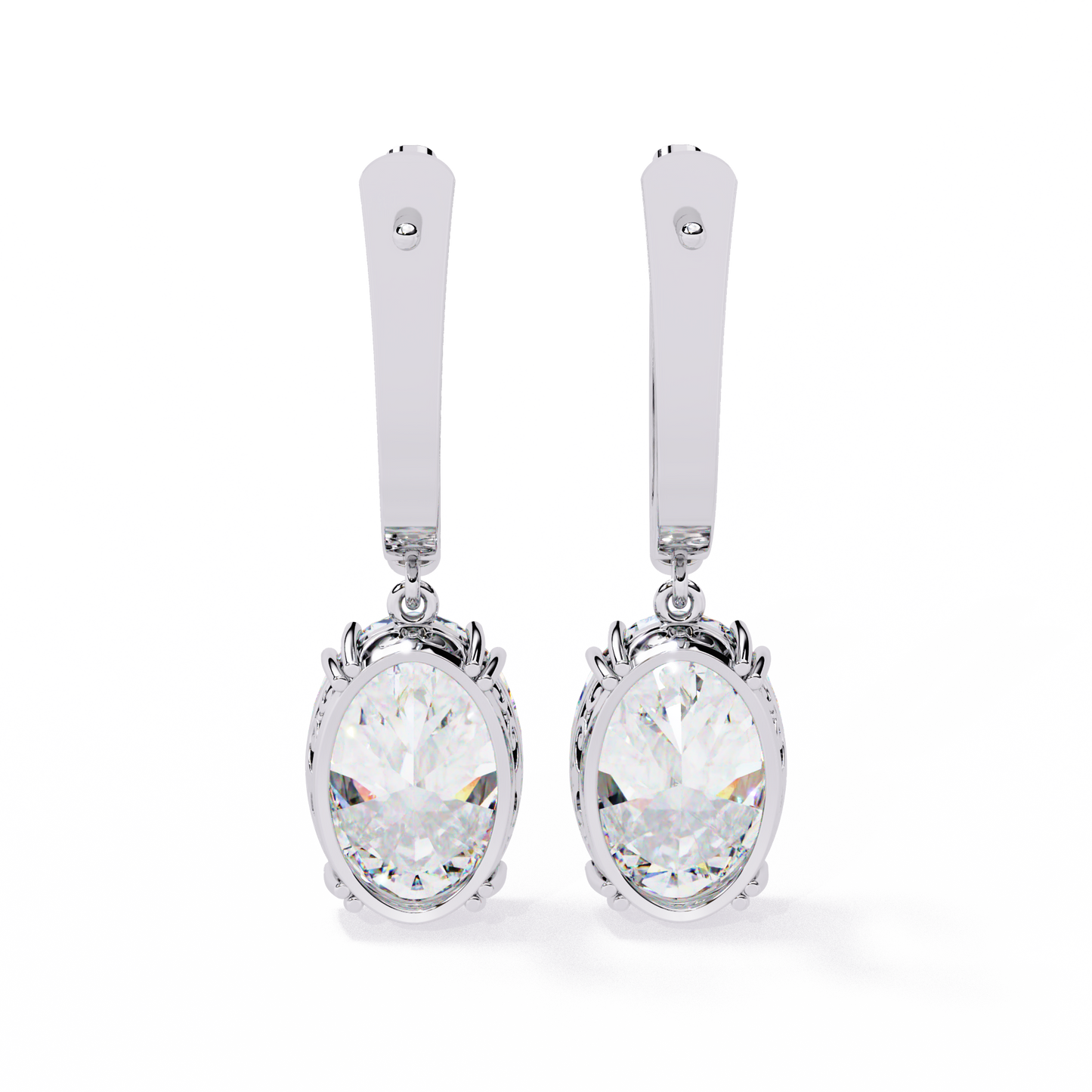 LGD  Ear Studs Oval Stone (1.62ct Pair ) In 14K Gold