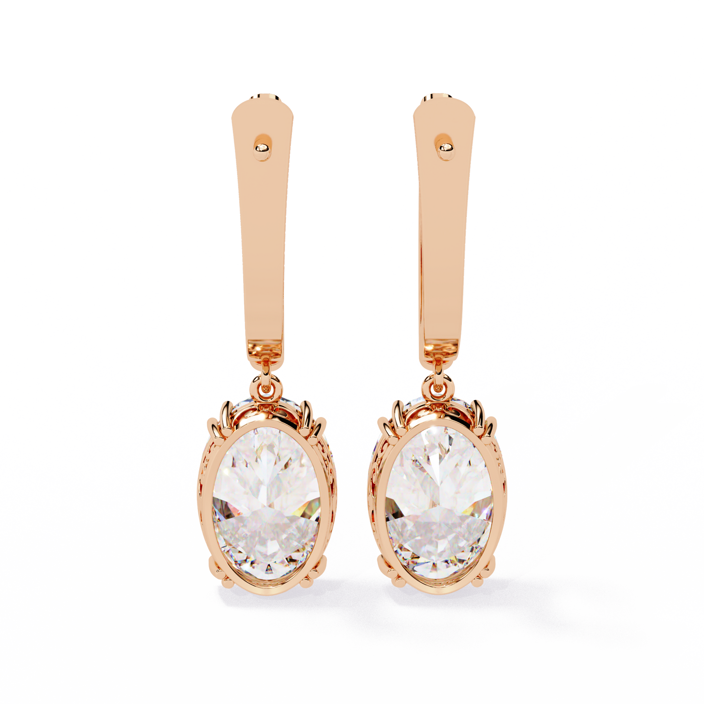 LGD  Ear Studs Oval Stone (1.62ct Pair ) In 14K Gold