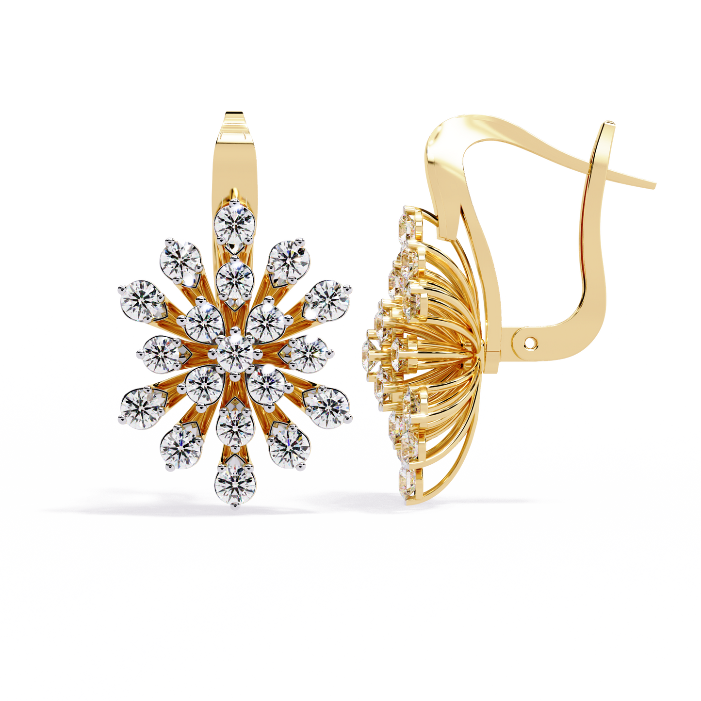 LGD Ear Studs Round  Stone (1.75ct Pair ) In 14K Gold