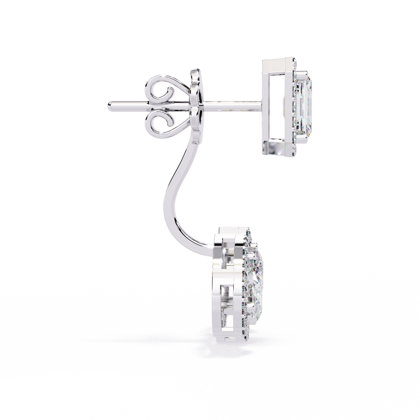 LGD Ear Studs Emerald & Pear Stone (3.61ct Pair ) In 14K Gold