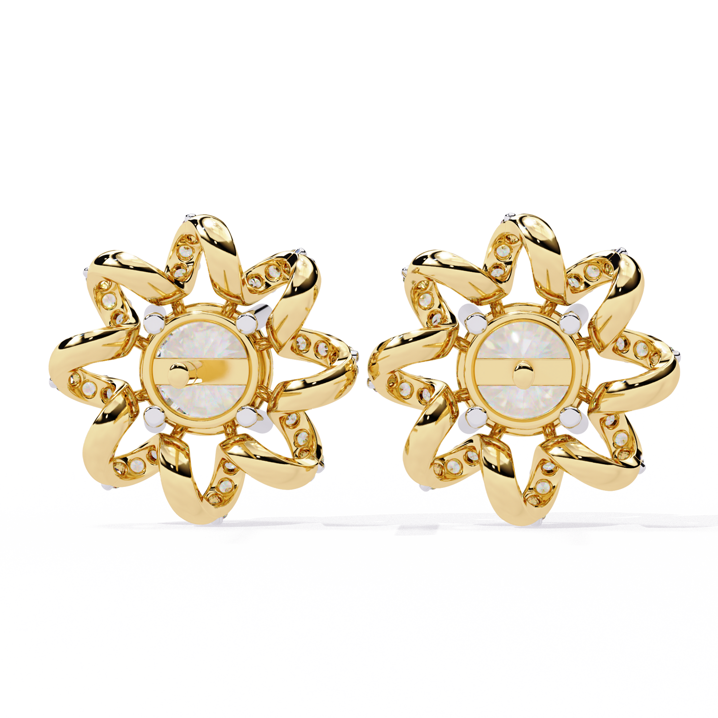 LGD Ear Studs Round  Stone (1.93ct Pair ) In 14K Gold