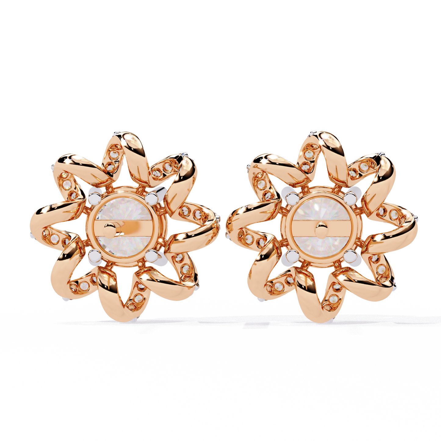 LGD Ear Studs Round  Stone (1.93ct Pair ) In 14K Gold