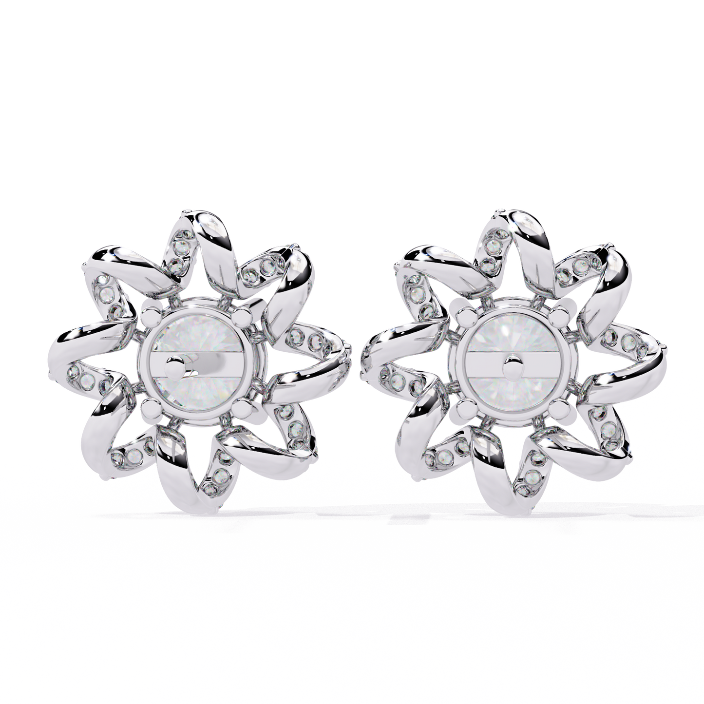 LGD Ear Studs Round  Stone (1.93ct Pair ) In 14K Gold