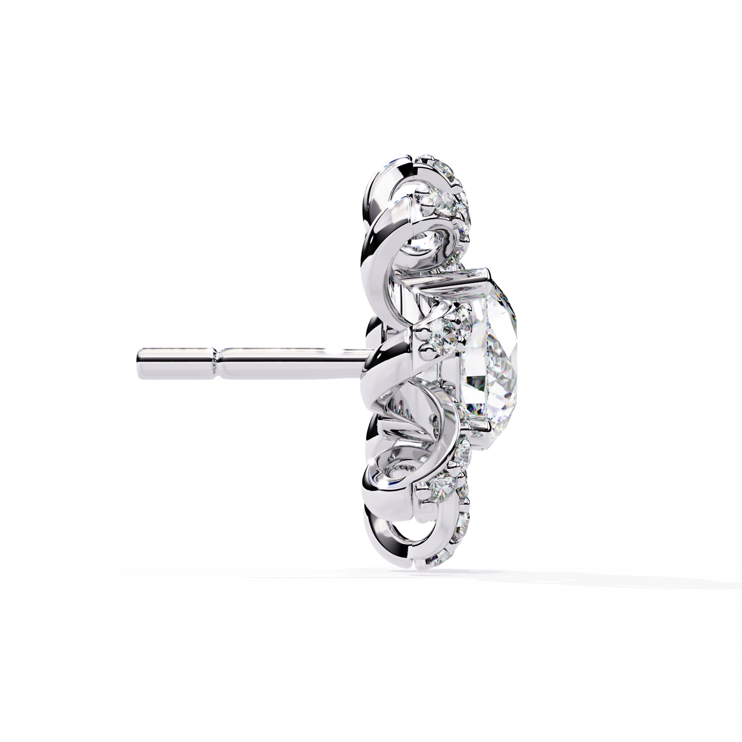 LGD Ear Studs Round  Stone (1.93ct Pair ) In 14K Gold