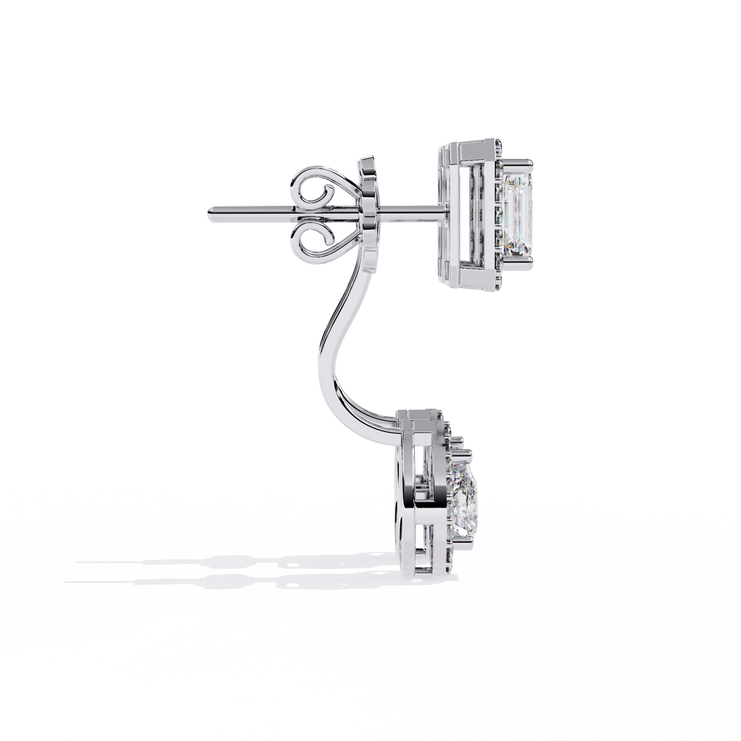 LGD Ear Studs Emerald & Pear Stone (2.12ct Pair ) In 14K Gold